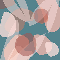 手绘植物学元素的当代拼贴风格设计及流行暖色调的抽象造型.