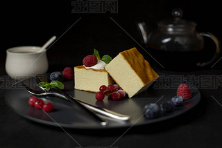 Appetizing cottage cheese with berries on the plate