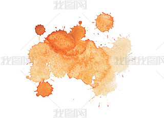 Abstract watercolor aquarelle hand drawn yellow drop splatter stain art paint on white background il