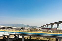 台州椒江大桥体育公园绿道与一桥风景