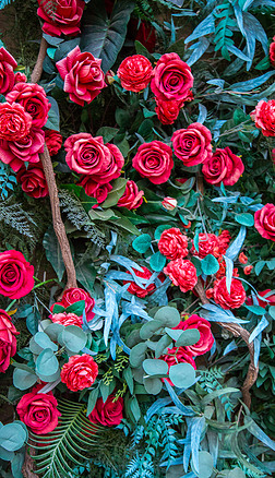 紅色假花花卉薔薇花素材攝影圖