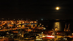 高清夜景码头港口运输摄影图