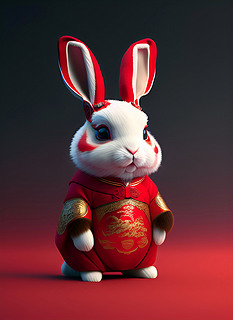 2023新年兔年兔子玩偶创意摄影图