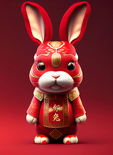 2023年新年兔年十二生肖喜庆兔子创意摄影图