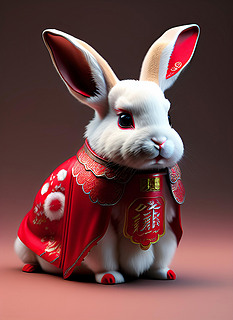 中国风新年兔年可爱白兔子高清摄影图