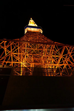 东京铁塔建筑夜景日本橙色摄影图