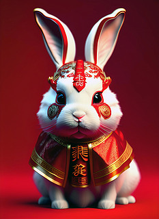 2023新年春节小白兔新衣服可爱创意装饰