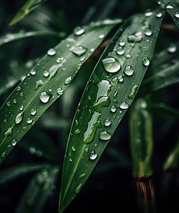 竹叶水滴高清摄影图