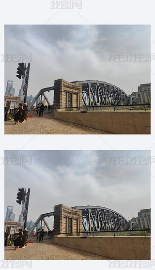 阴天桥上海风景景区建筑