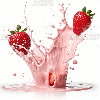 飞溅的草莓奶昔创意果汁夏天饮料