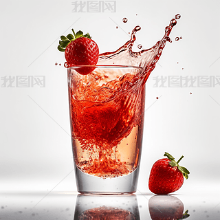水果草莓飞溅的果汁夏天饮料