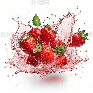 水果草莓飞溅的果汁夏天饮料