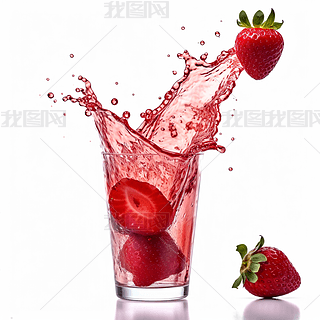 飞溅的草莓果汁创意果汁夏天饮料