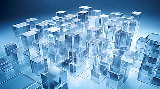 数码科技渐变蓝白色玻璃几何海报横版网页ppt背景