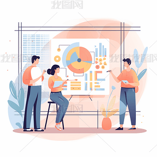 商务办公工作汇报总结矢量插画插图