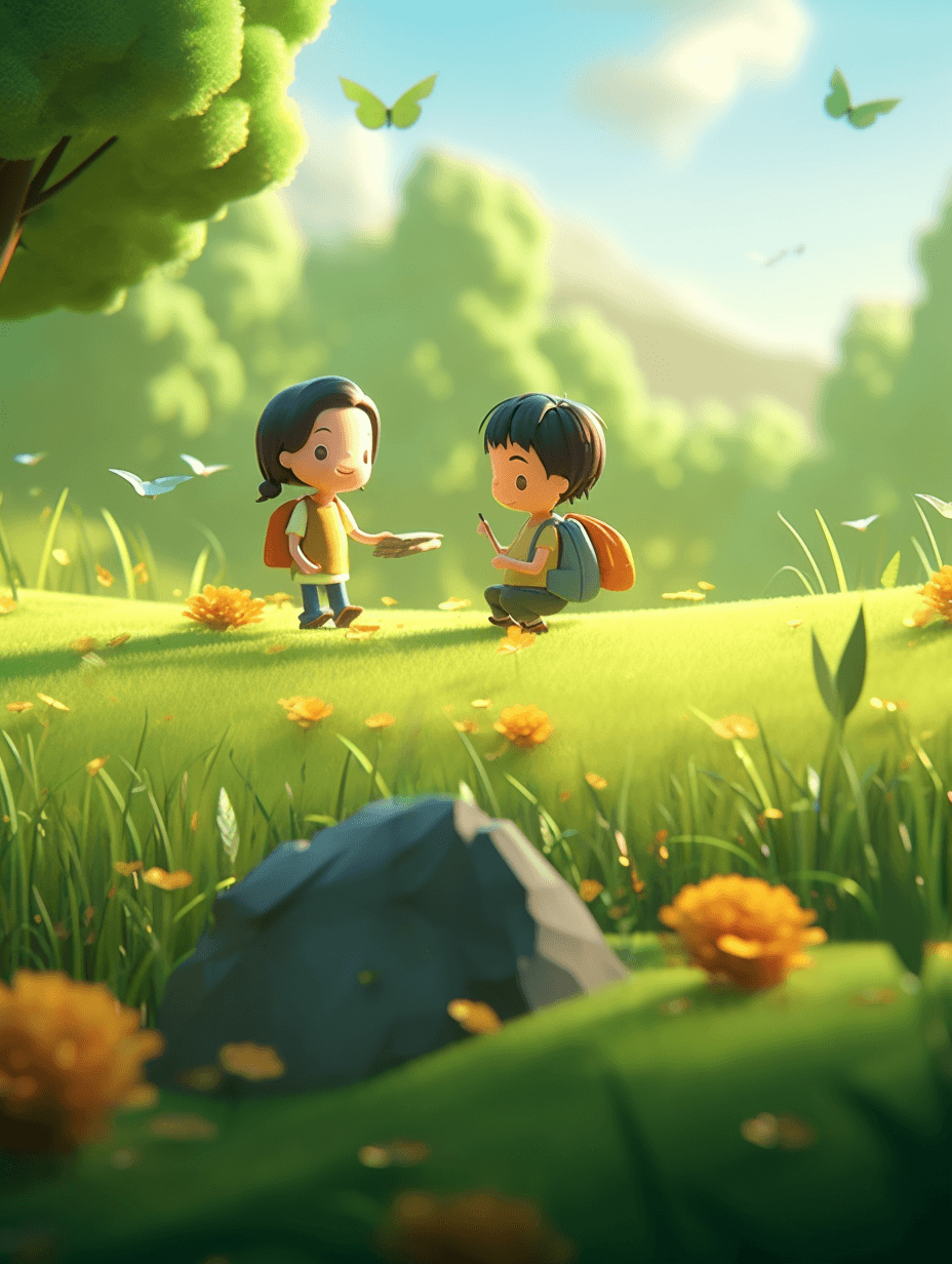 儿童节清爽夏日愉快玩耍清新海报插画