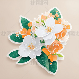 杏花花朵卡通贴纸