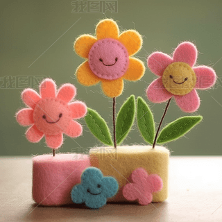 羊毛毡制素材花朵1