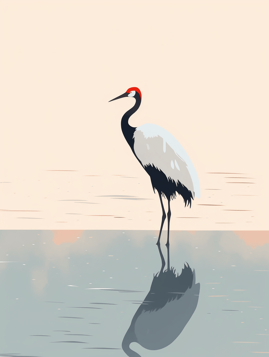 中国风国潮风传统插画海报素材梅兰竹菊仙鹤荷花