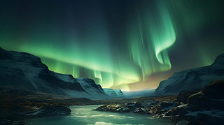 北欧极光风景摄影图