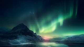 北欧极光风景摄影图