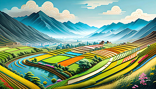 梯田平面图手绘专题模板-梯田平面图手绘图片素材下载-我图网