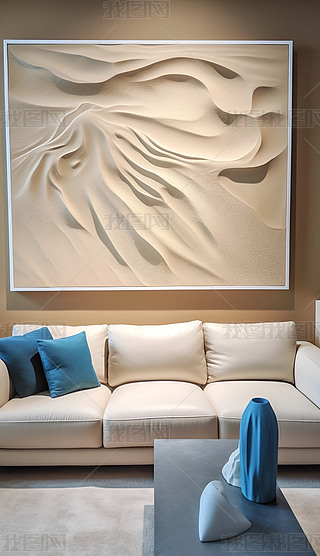 10沙画风格为超写实的水装饰浮雕极简主义的纯洁性