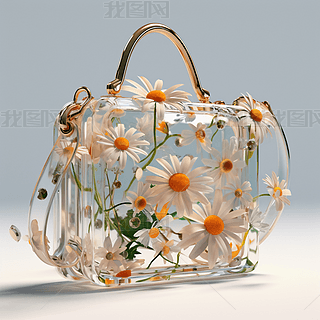 女神节母亲节情人节唯美3d透明花朵装饰包包