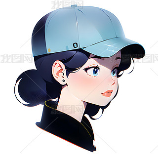 卡通简约风格女孩头像插画绘画设计海报数字艺术