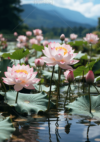 荷花荷叶荷塘摄影图照片
