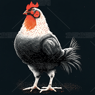 简约公鸡家禽动物海报设计创意插画素材数字艺术