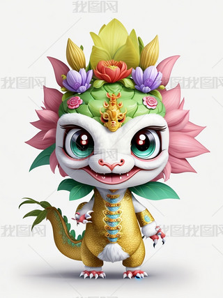 扁平超萌活泼可爱中国龙宝宝元素