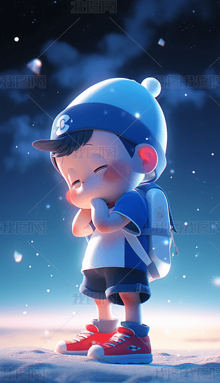 萌娃壁纸可爱男孩数字艺术|原创动漫卡通绘画男孩可爱头像壁纸海报