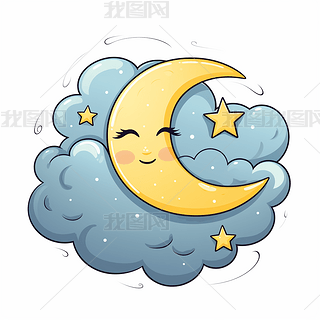 弯弯的月亮卡通图专题模板-弯弯的月亮卡通图图片素材下载-我图网