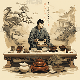 古风茶道：瓷器茶杯、盖碗与长者的茶艺演绎(4)