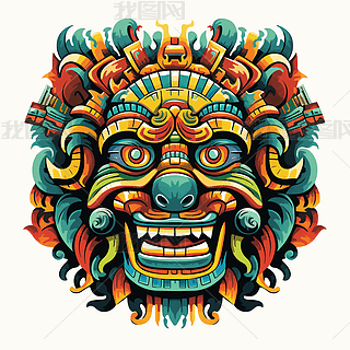 原始图腾狮子插画肖像海报设计素材数字艺术