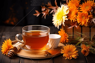 秋日温馨的饮品时光热奶茶菊花茶的舒适享受(2)