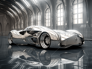 未来主义科技风梦幻汽车跑车概念车效果图