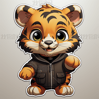 超级可爱的小老虎贴纸