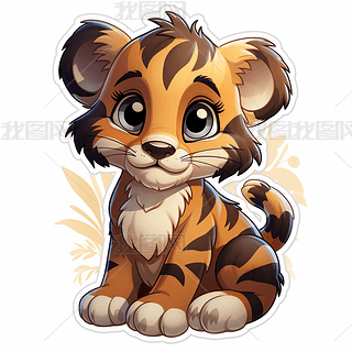 超级可爱的小老虎贴纸