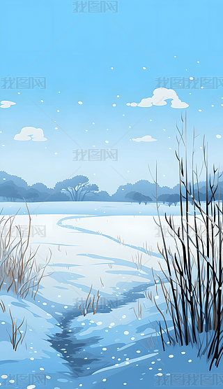 冬季雪景创意背景图高清插画