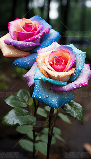 雨后清晨玫瑰花露珠纯洁浪漫植物花卉海报设计素材