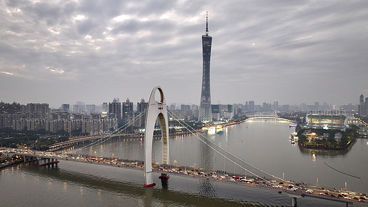 广州塔小蛮腰猎德大桥珠江航拍