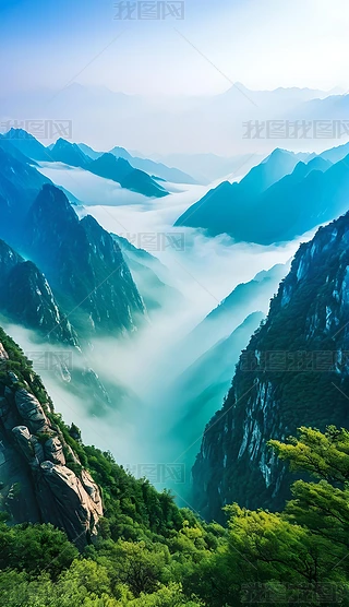 云雾画数字艺术|云雾中的高山层峦叠嶂美景如画