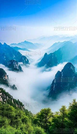 云雾画数字艺术|云雾中的高山层峦叠嶂美景如画