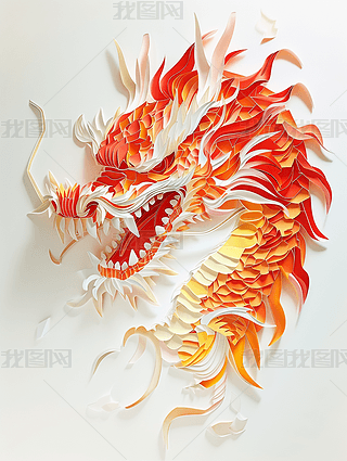 中国龙折纸艺术几何形状插画海报设计简约素材
