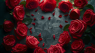 浪漫唯红色玫瑰花背景素材