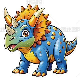 三角龙简约风格卡通插画设计素材儿童读物风格创意