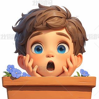 卡通令人惊讶男孩插画装饰元素