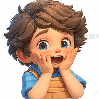 卡通令人惊讶男孩插画装饰元素